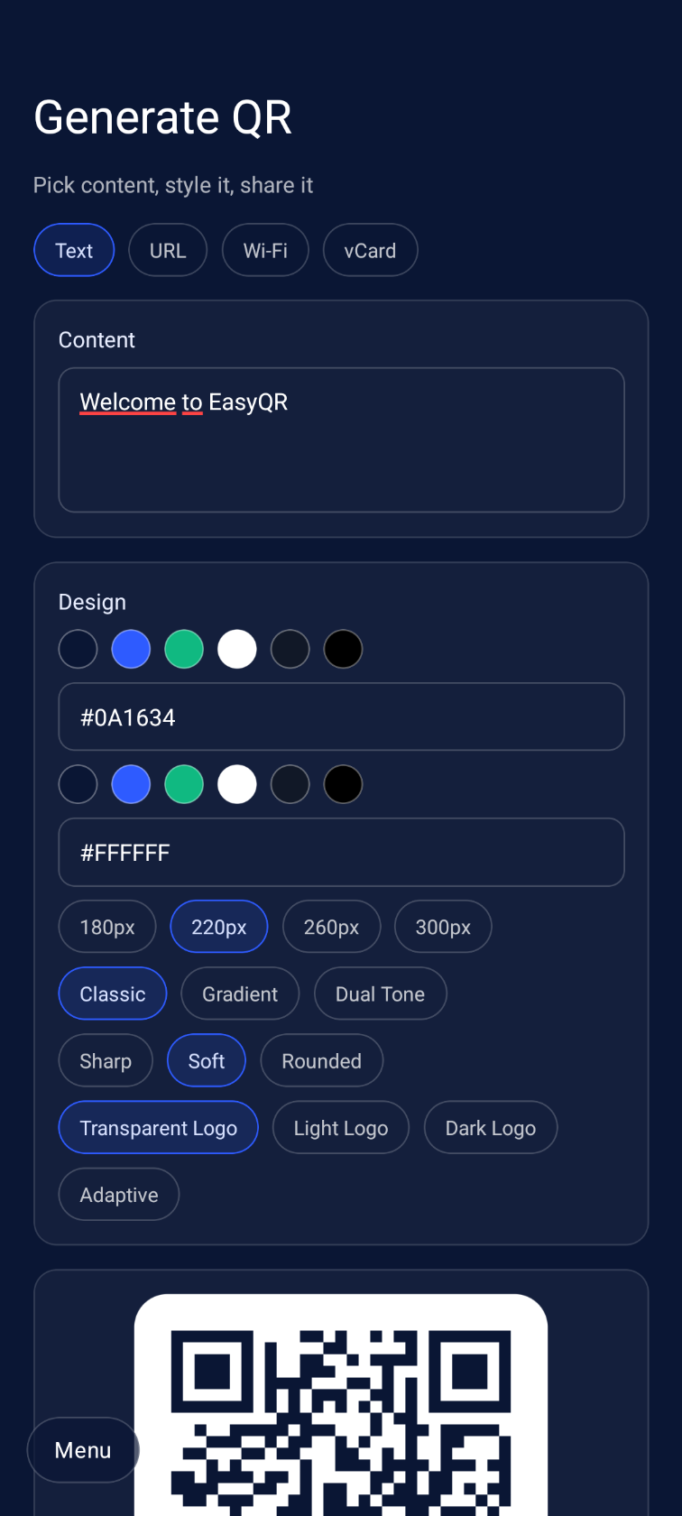 EasyQR screen 3